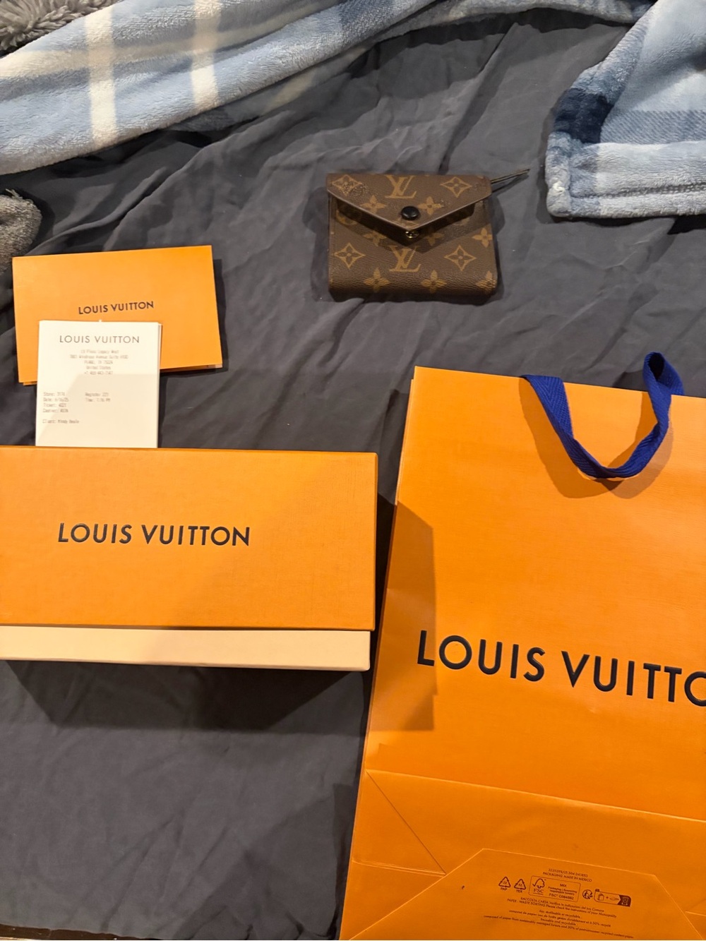Louis Vuitton Brown Monogram Card Holder with Gold Monogram Accents